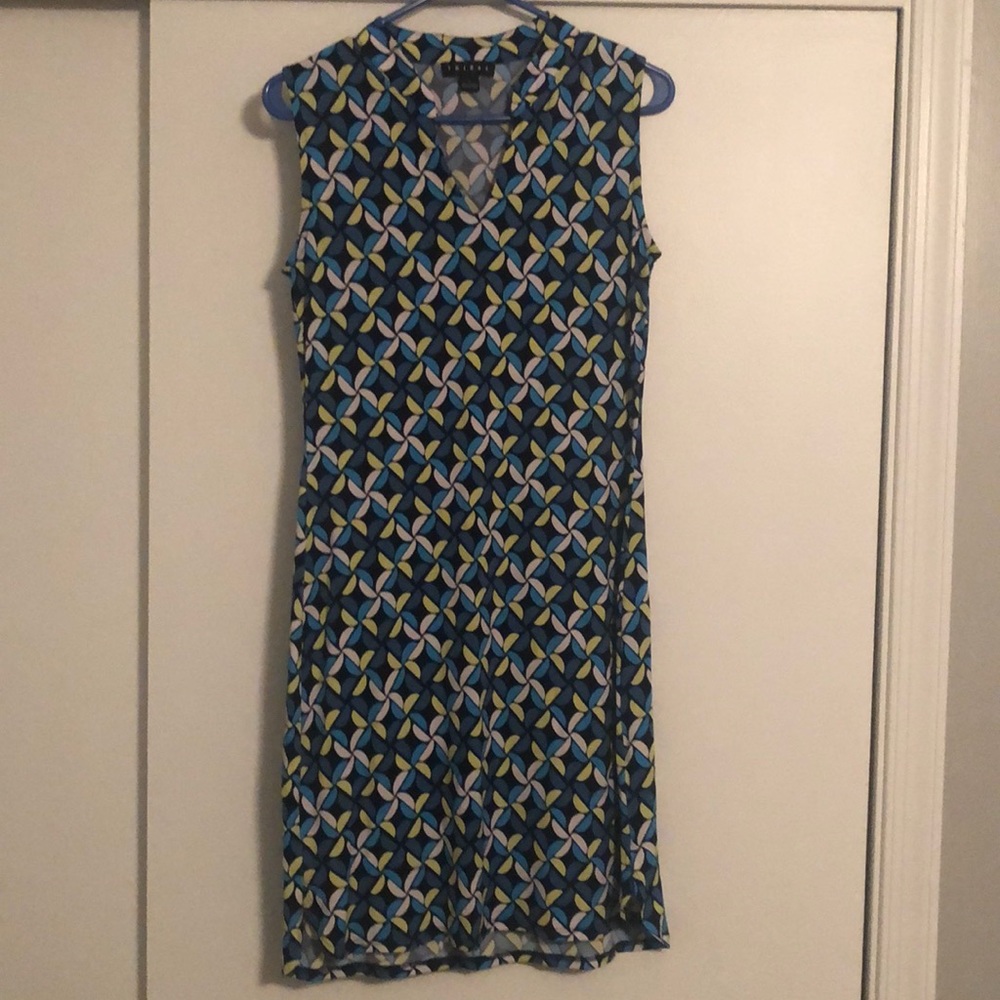 Tribal Blue Print Sleeveless Dress (like new) (s)